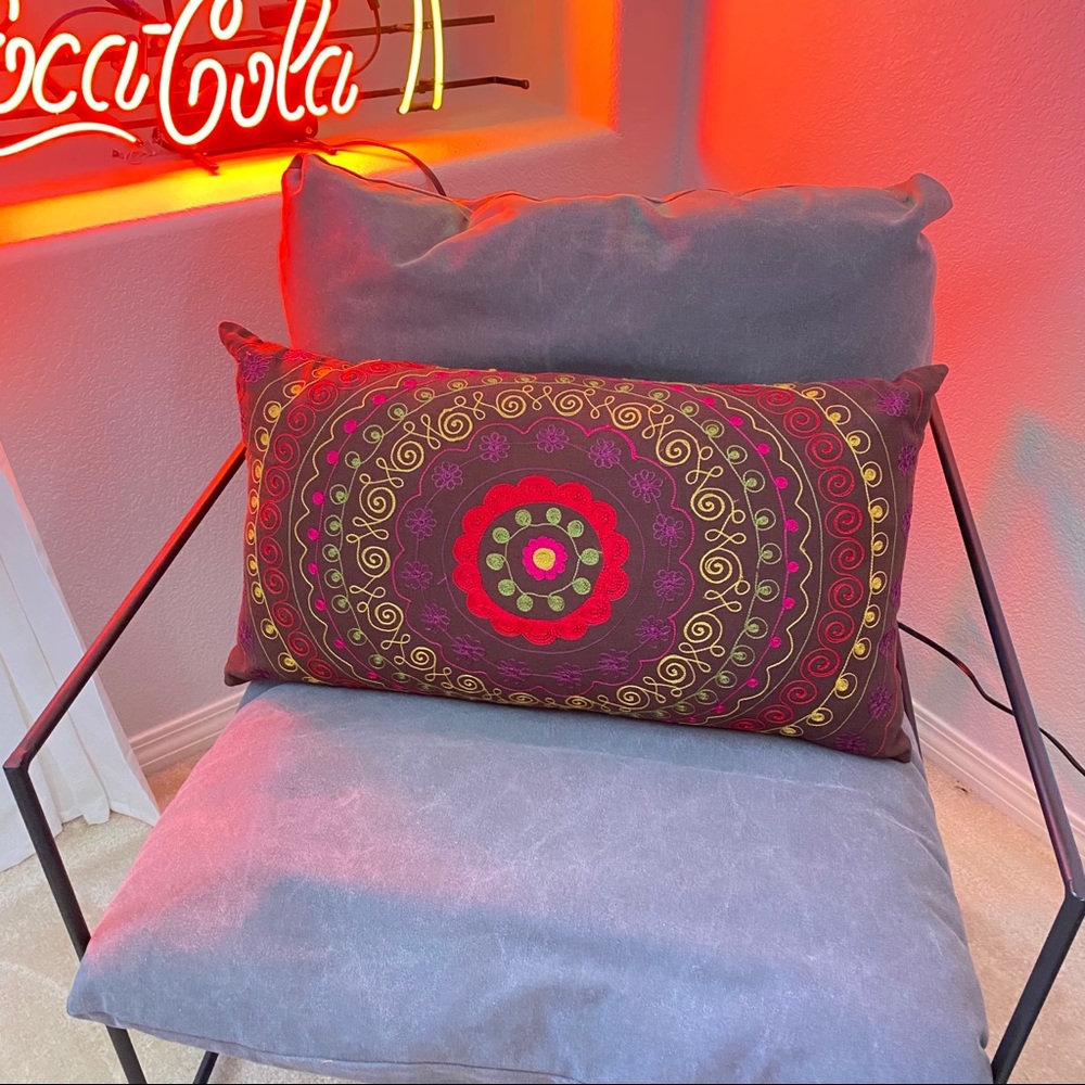 BoHo Embroidered Throw Pillow - Picture 5 of 5